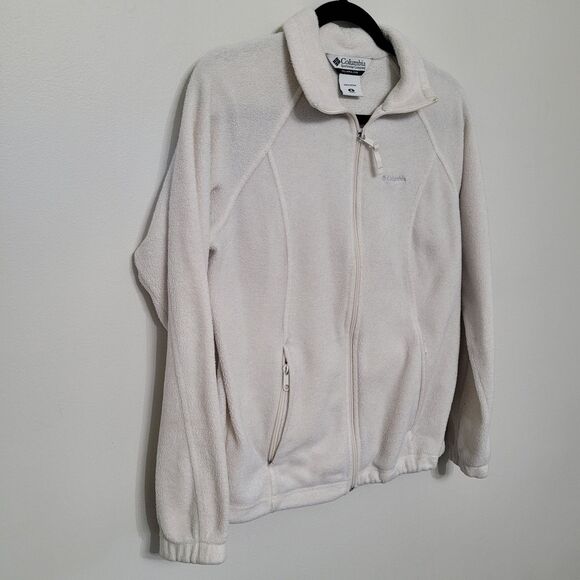 Columbia Women’s Medium White Fleece Zip Up Jacket Long Sleeve Outdoor GUC - Picture 1 of 5